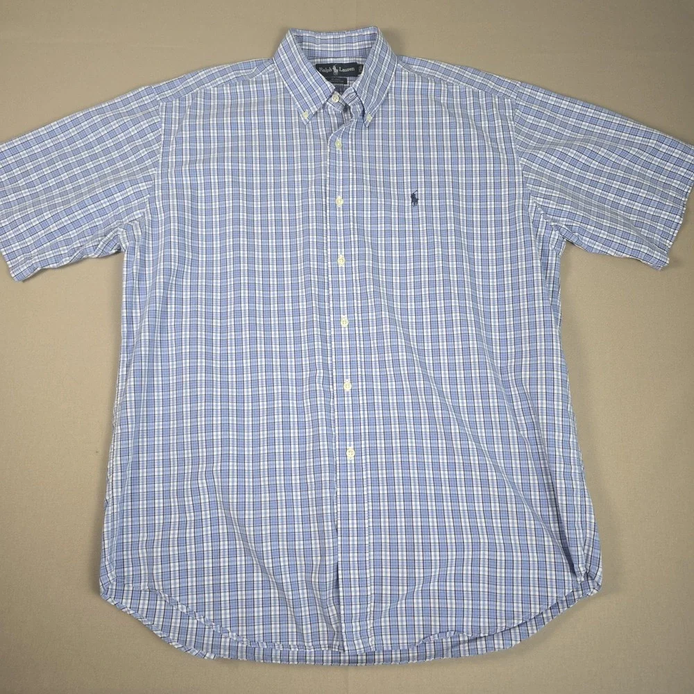 Polo Ralph Lauren Blake Men's L Multicolor Check Button-Up Shirt Two Ply Cotton